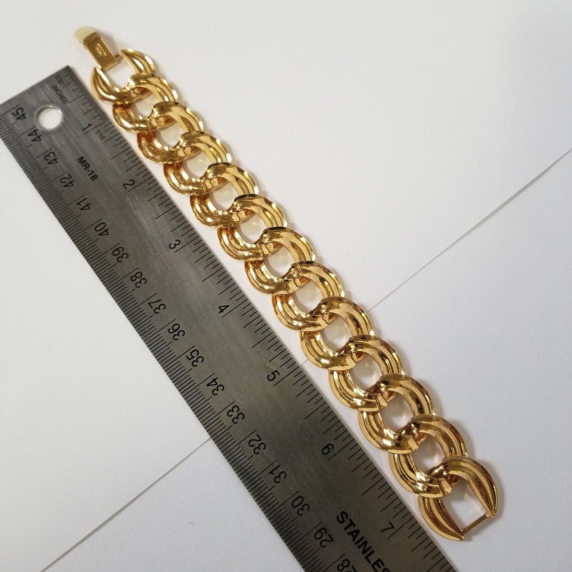 Napier Gold Tone Link Bracelet Flat Curb Mid Century Style Etsy