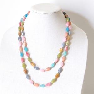 Vintage 1980s Candy Color Pastel Long Plastic Beaded Necklace