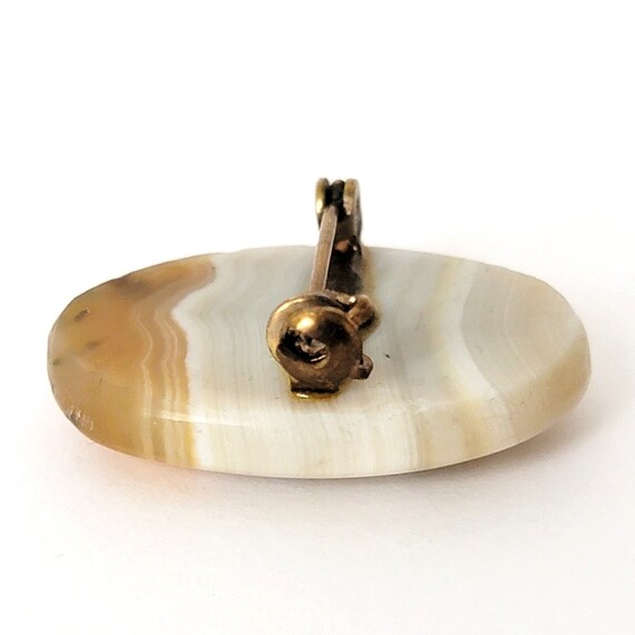 Small vintage striped stone pin, shades of cream … - image 3