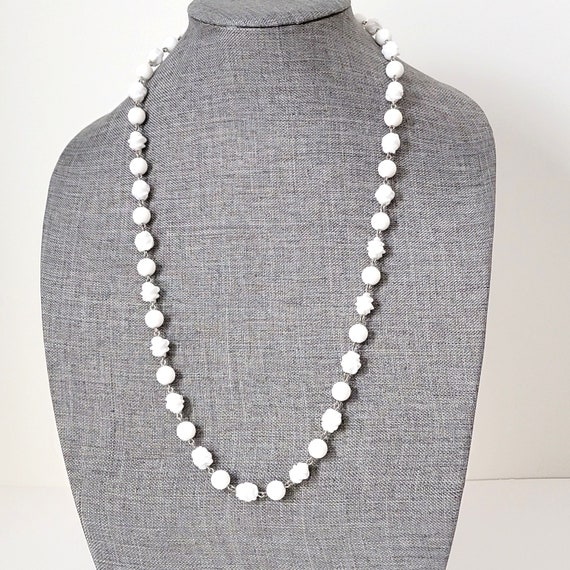 Vintage white plastic beaded necklace by Sarah Co… - image 3