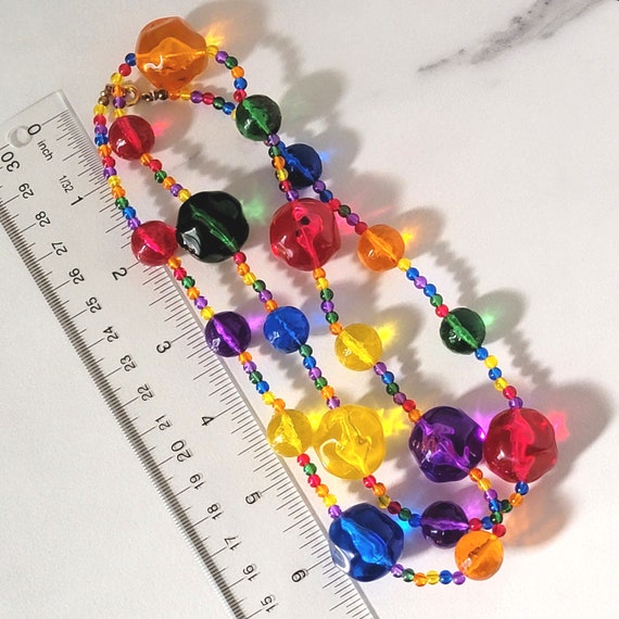 Vintage chunky rainbow necklace, big acrylic plas… - image 5