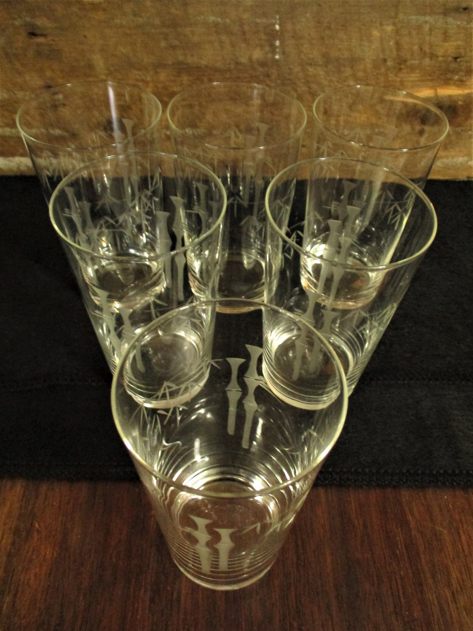 Noritake Bamboo Glasses Etched Pattern 12 oz Higball or Water Etsy