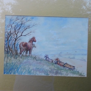 Aquarell Original, Watching the workers von Künstler John Spencer