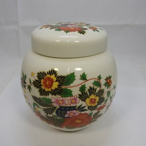 Sadler Ironstone Ginger Jar - red poppy and pink Flowers - Vintage England