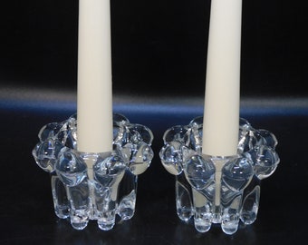 Reims Glass, Glass Candlesticks, French Candlestick, Vintage Candlestick, Cut Glass Candlesticks, French Vintage, 1960s, French Interior