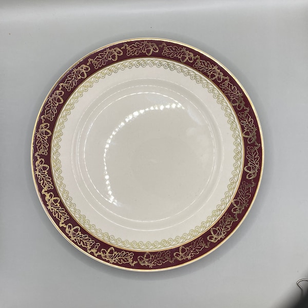 John Maddock and Sons, Ivory Ware Ruby & Gold Dinner Plates 10" Diameter. 1 left