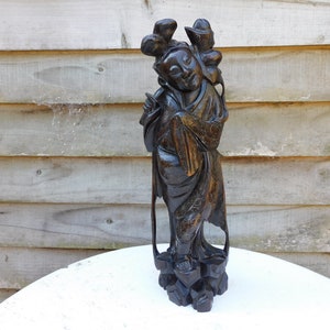 Chinese hand carved Figurine, Oriental Wooden Carving,