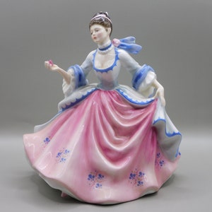 Royal Doulton Rebecca HN2805, Collectable Pretty Lady Pink and Blue Dress, Made in England Peggy Davis Classic