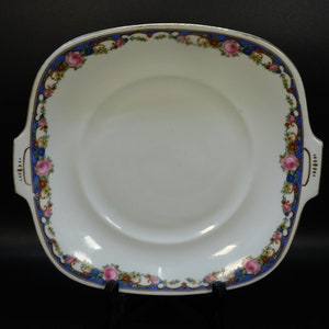 Art Deco P.A.L.T Czecho-Slovakia Kuchenteller Blau & Rosa Blumen