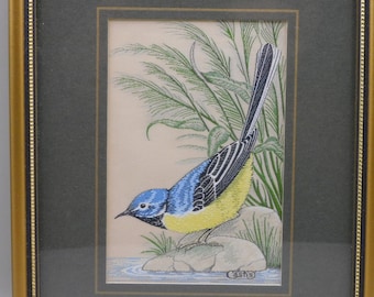 Cash's silk woven picture, Grey Wagtail