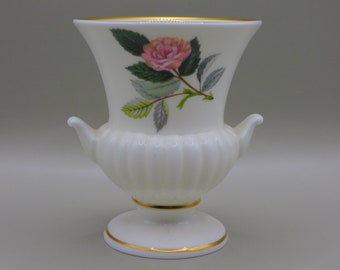 Vintage Wedgwood Bone China Posy Vase Pink Rose Collection, Floral urn vaas