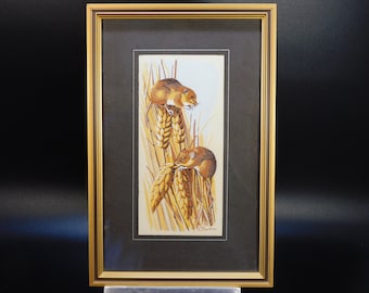 Framed Jacquard Woven J J Cash Ltd Coventry, England &quot;Harvest Mouse Embroidered silk,Cash&#39;s