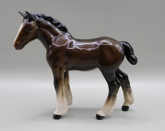 Scarse Vintage Beswick shire foal dark brown gloss   - Made in England - Horse figurine, Equine, Horse collectible
