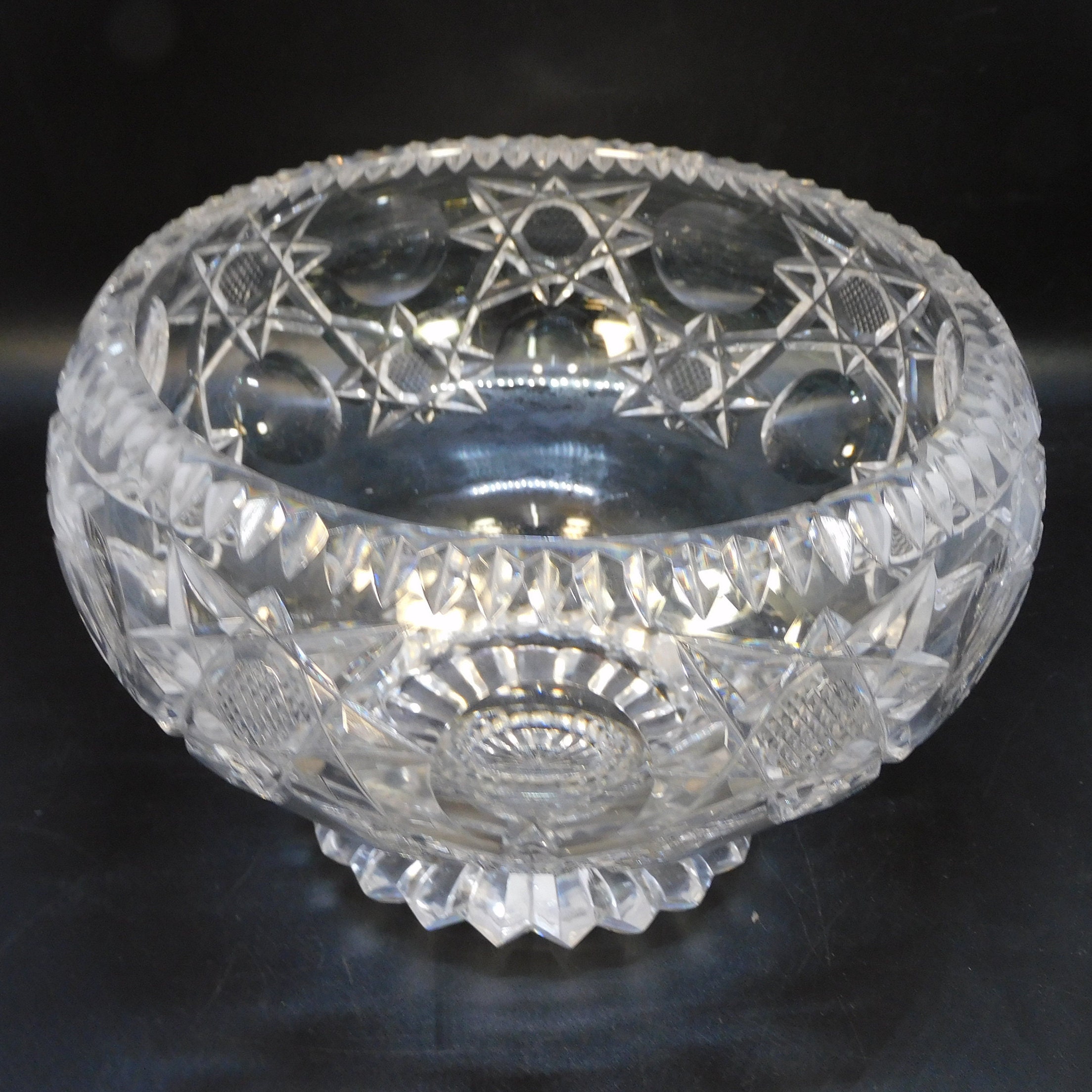 Vintage Cut Glass Fruit or Salad Bowl Trifle Bowl Etsy