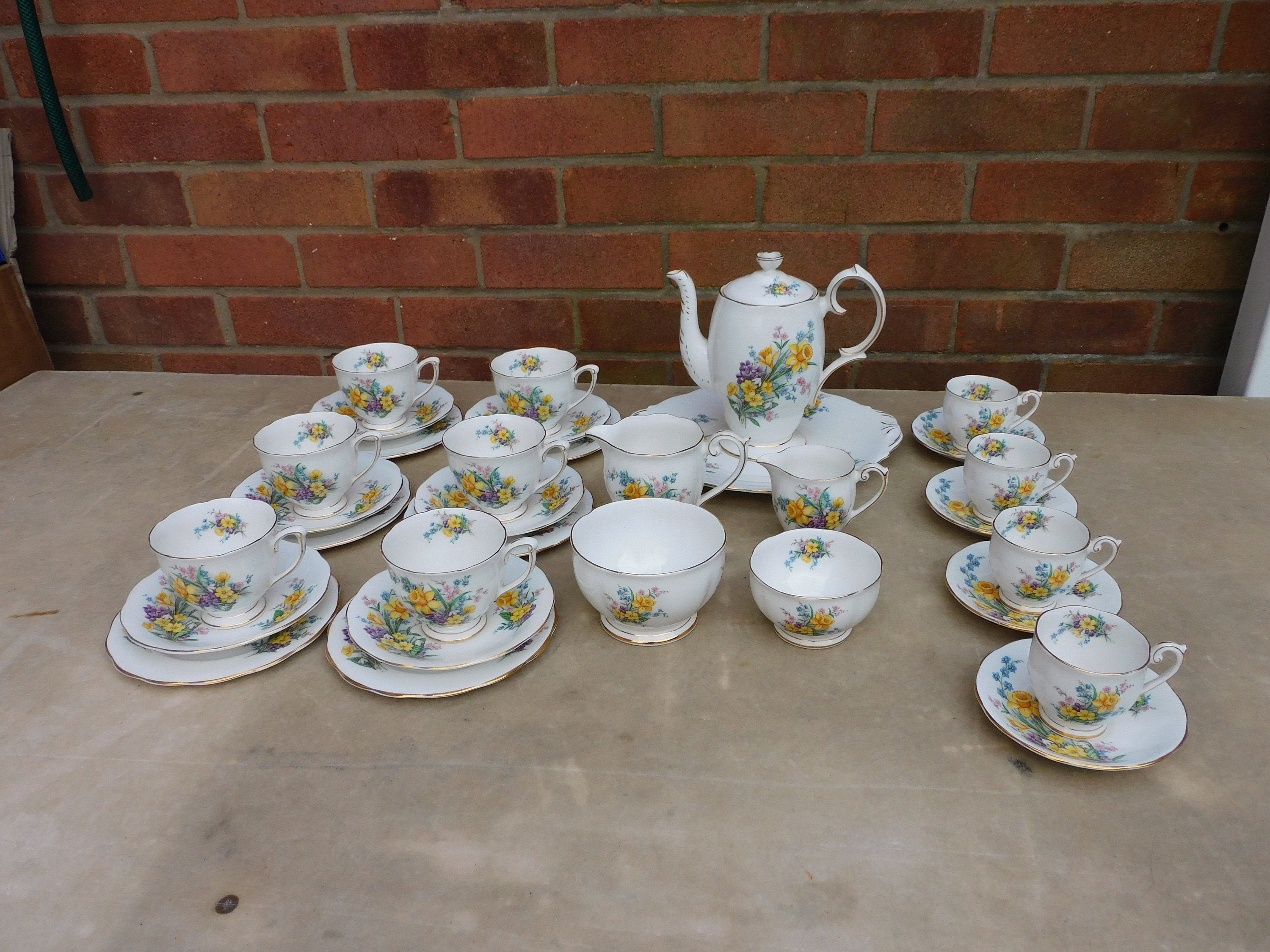 Queen Anne Fine bone china Tea Set Spring Song Design 32 Etsy