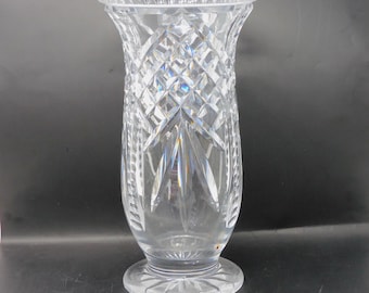 Vintage Hand-Cut Crystal Vase: 1960s Mid-Century Flower Display