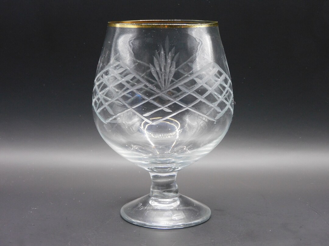 Vintage Brandy Glass Hand Cut, Cognac Glass , Elegant Snifter Glass With Gilt Rim Etsy