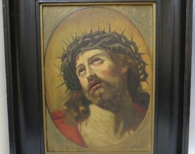 1700s-1800s Jesus Oil Painting Christ Religious Catholic Painting Crown ...