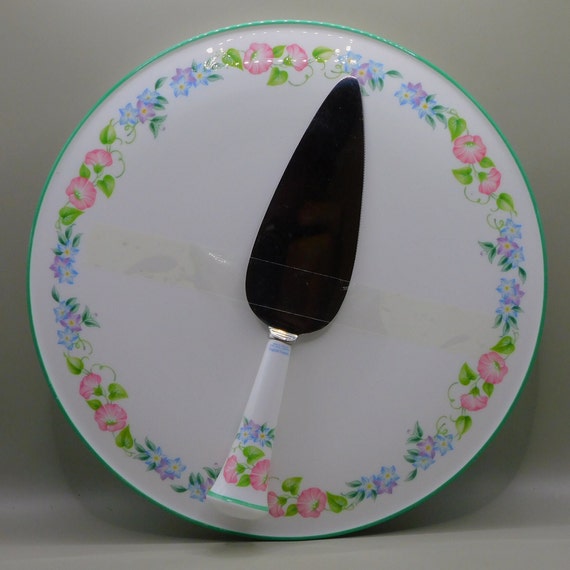 Vintage Royal Worcester Cake Plate With Knife: English Garden