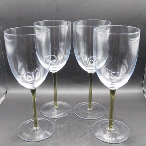 3 Long Stem Wine Glasses, Vintage Glassware, Grey Stem Wine Glasses, Decorative Wine Glasses, Wedding Glassware Gift, Set of 3