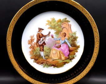 Elegant vintage French Limoges Castel porcelain decorative collectable plate stamped