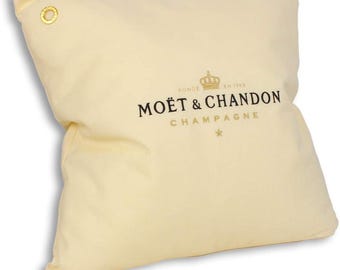 Moët & Chandon Champagne Cushion 48 x 48 cm Cream Champagne Bar Lounge Room Decoration Accessory BBQ Seating, On the boat, Indoors/ Outdoors