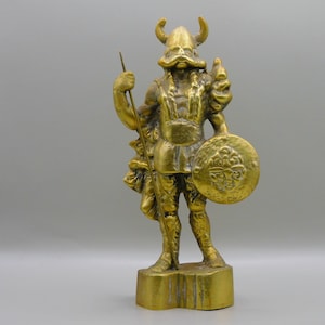 Viking , Warrior , Soldier , Vintage brass figurine , statuette of an ancient Viking