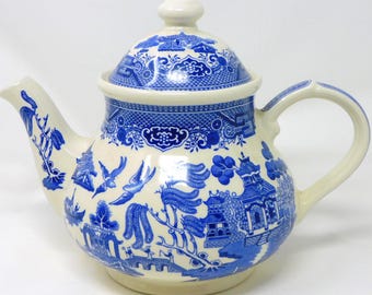 Churchill Blue Willow Teekanne: 1,2 Liter Vintage Oriental China