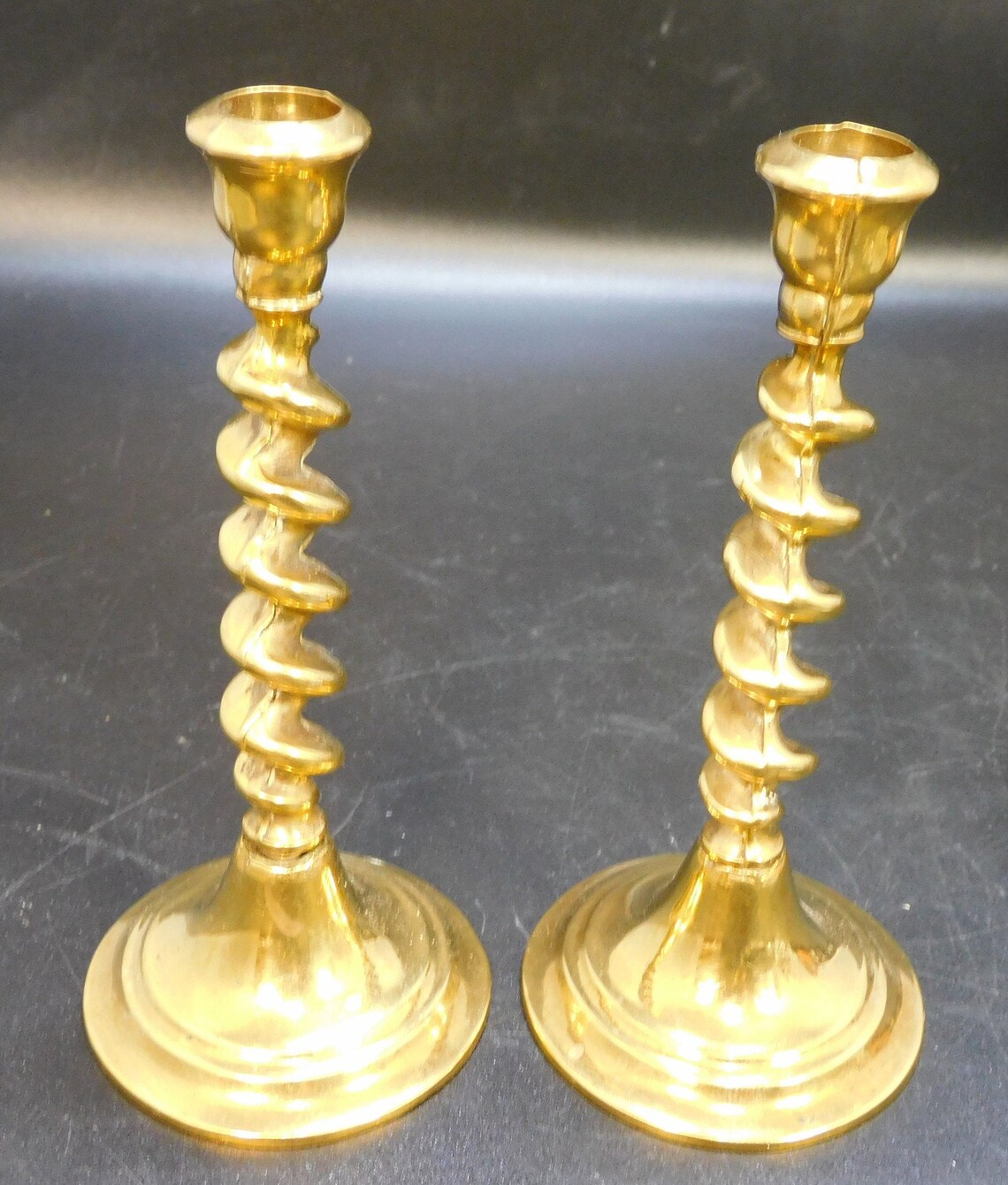 Pair of Spiral Stem Candlestick Holders 5 Inch Candlestick Etsy UK