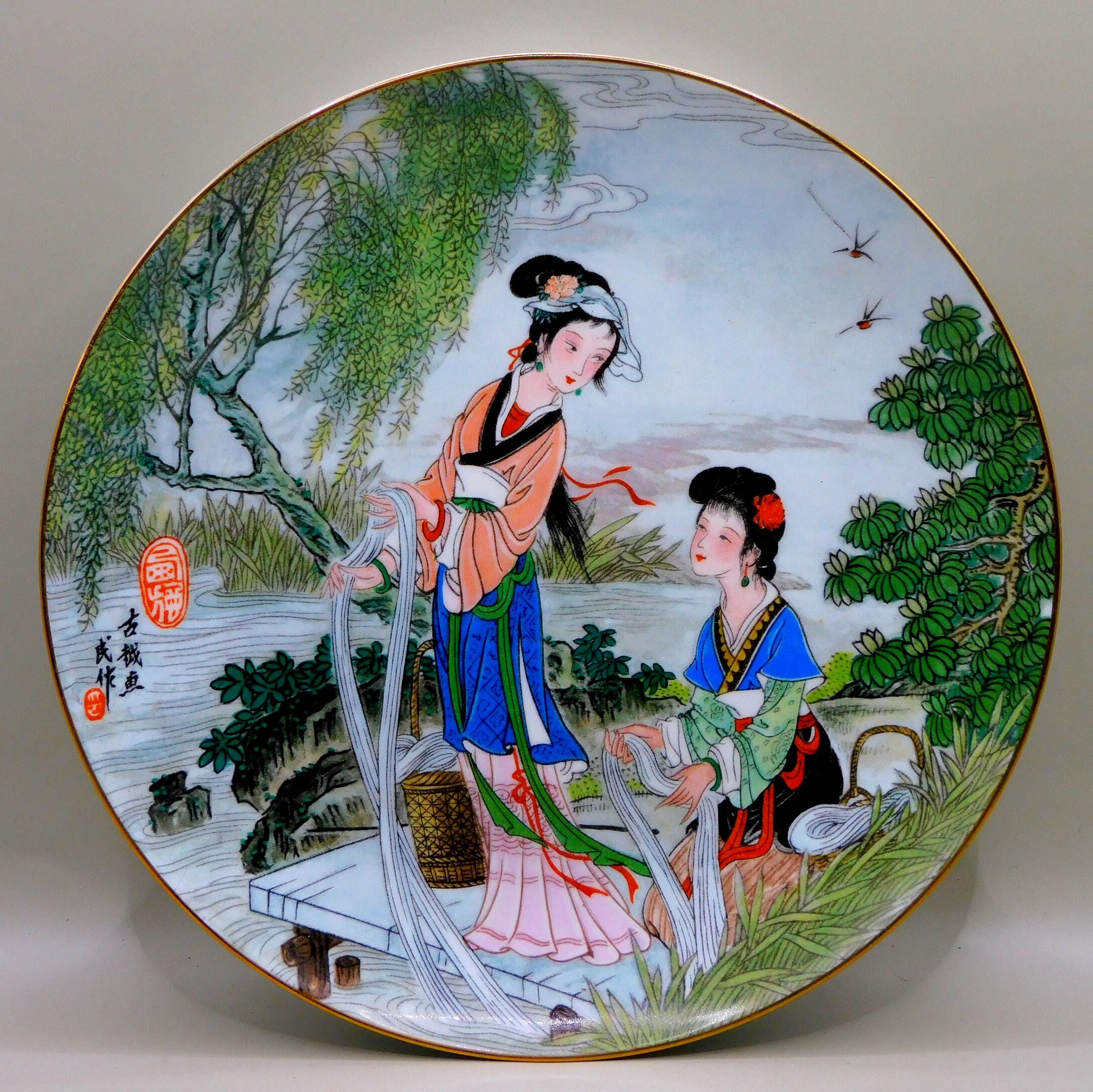 陶器　中国　皿 中国風装飾皿：東洋風ディスプレイ皿、8.5インチ - Etsy 日本