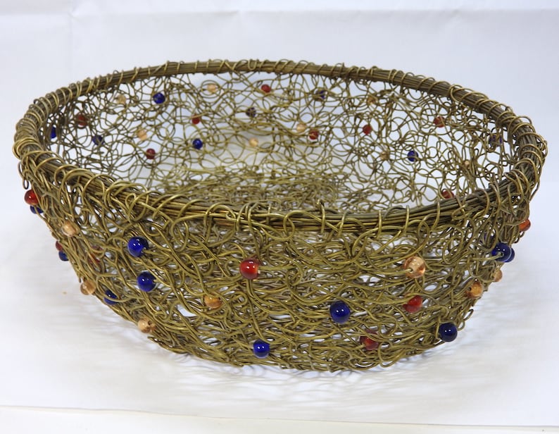jewelled basket weaved brass basket brass basket fruit basket