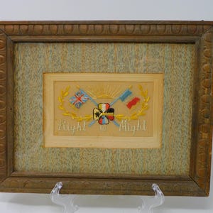 "WW1 Silk Postkarte ""Right is Might"", 1915, mit Passepartout"