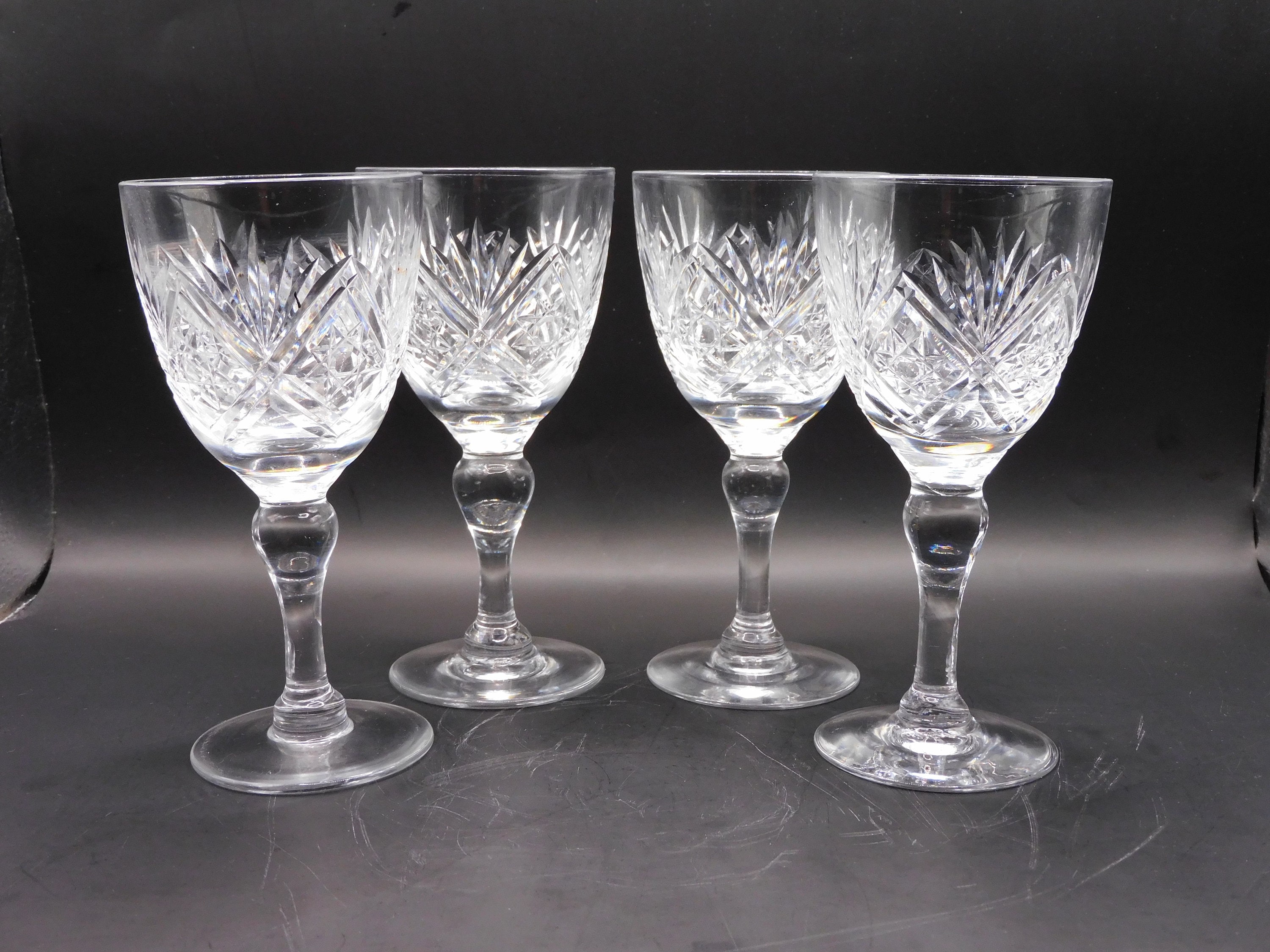 特価ブランド Crystal Wine Glasses, Vintage Crystal Glassware 4, Cut Glass グラス・カップ・酒器