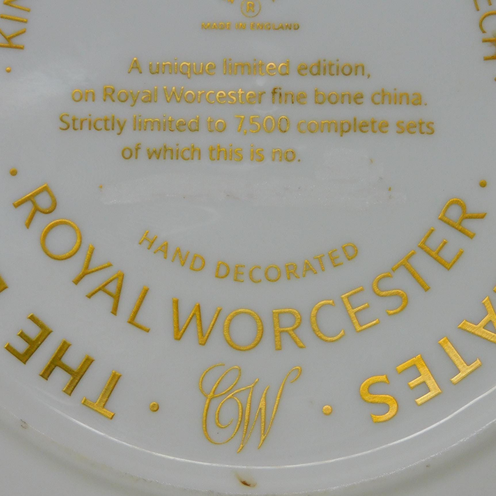 【希少1951年製】 Worcester 金彩キャビネットプレート 額 Royal Worcester Limited Edition Plate – “kingfisher and Autumn