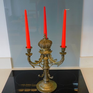 Antique Candelabra, 19th Century Candle holder. 3 arm Candelabra, Wedding Centre piece, Eastern Candelabra, Rare find