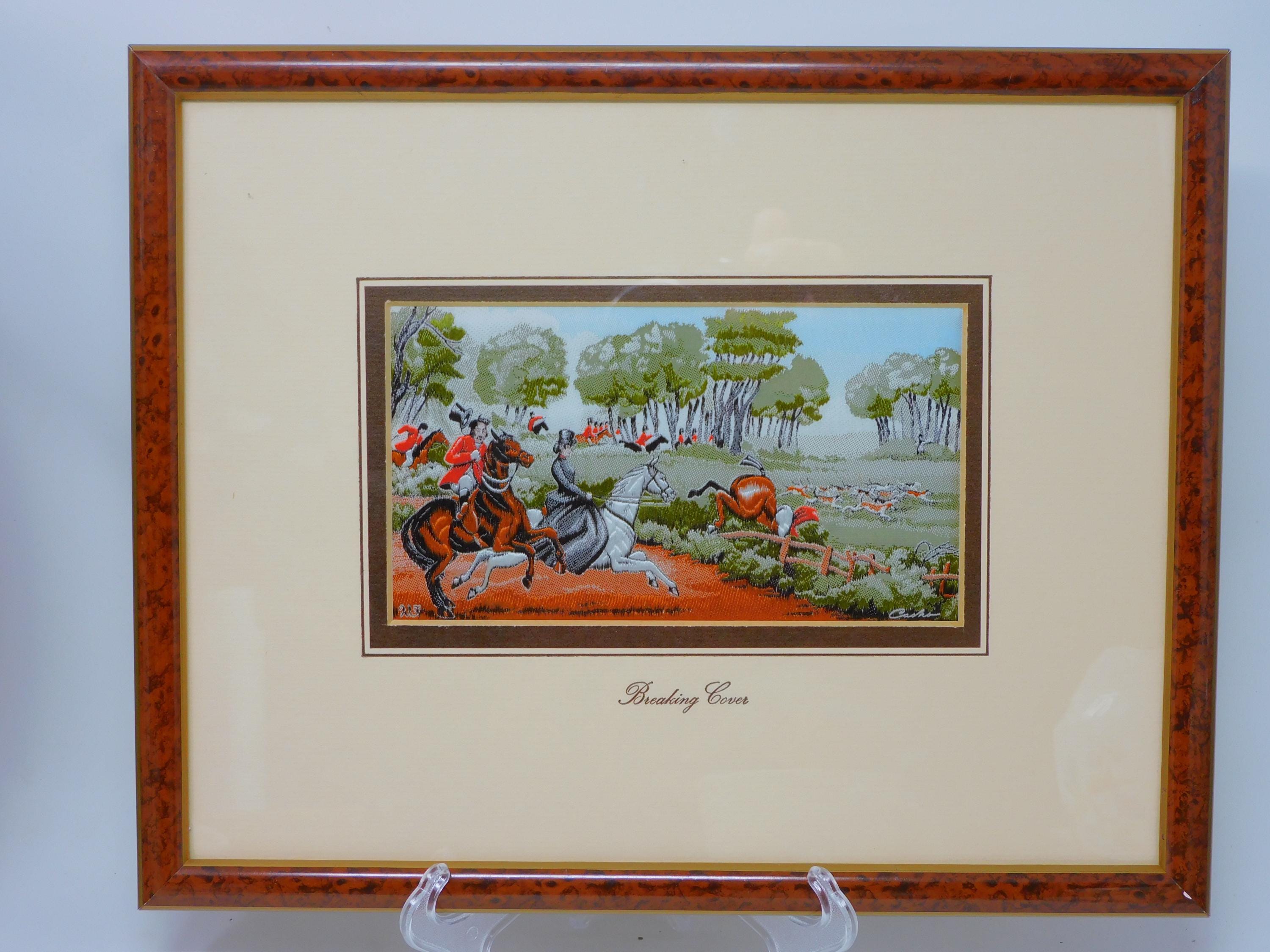  Hunting Scenes 小プレート　２枚セット Cash's Silk Woven Picture: Breaking Cover Hunting Scene - Etsy