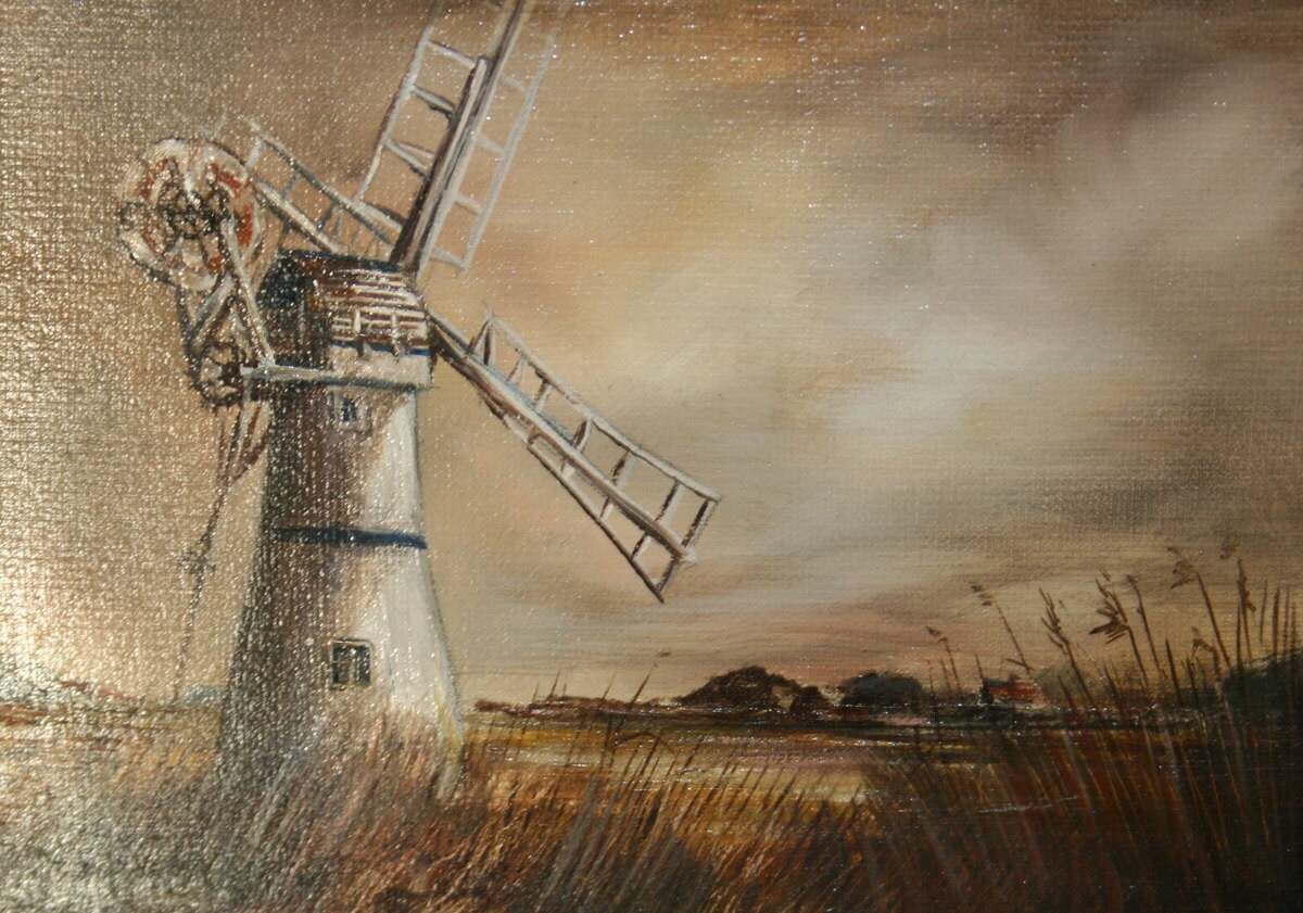 JAMES J ALLEN SIGNED oil on board Evening at Thurne Etsy