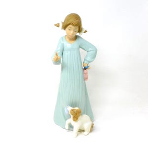 NAO by Lladró Porcelain Figurine • Girl Scolding Puppy • 1991 DAISA Collectible