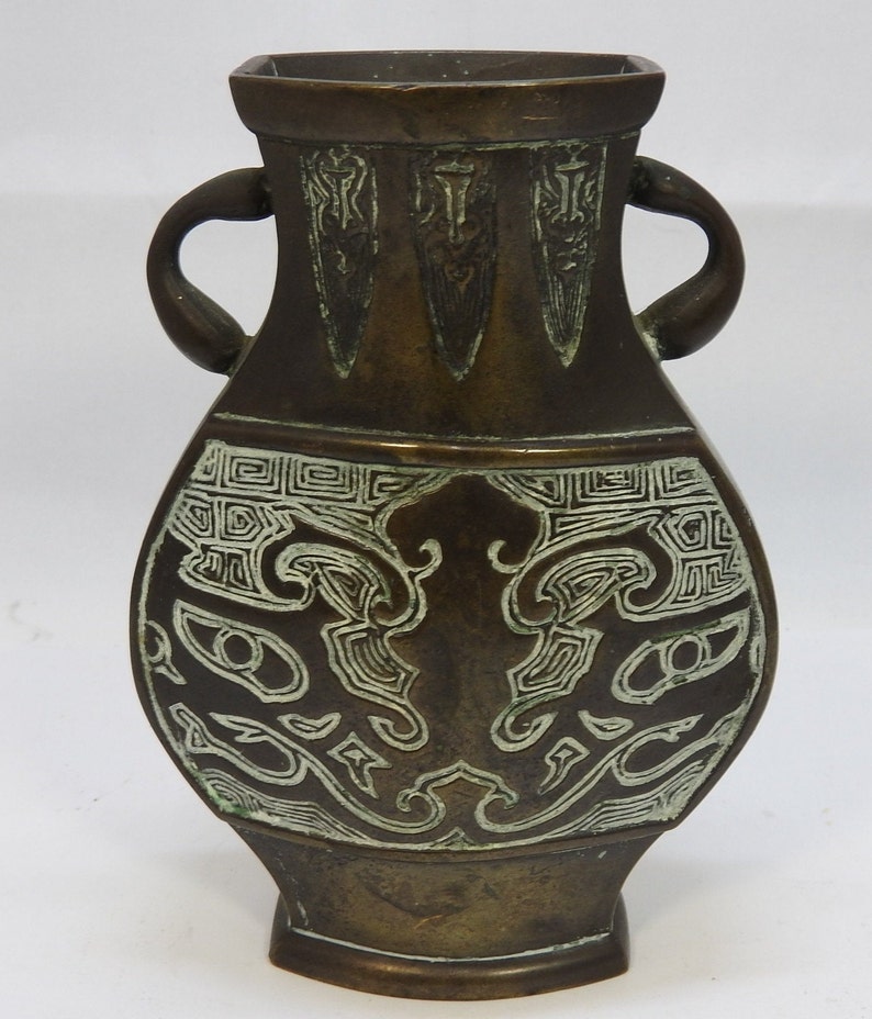 Bronze vase with twin handles