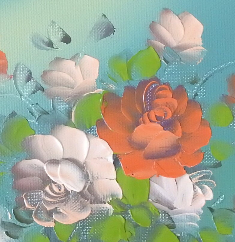 花瓶のバラ、キャンバスに油彩 - Etsy 日本