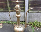 Antique large enamelled and etched brass ornamental Arabic ,Dallah ,middle east Coffee Pot, 78cm High, 30,75 quot (inches),asian,extremely tall