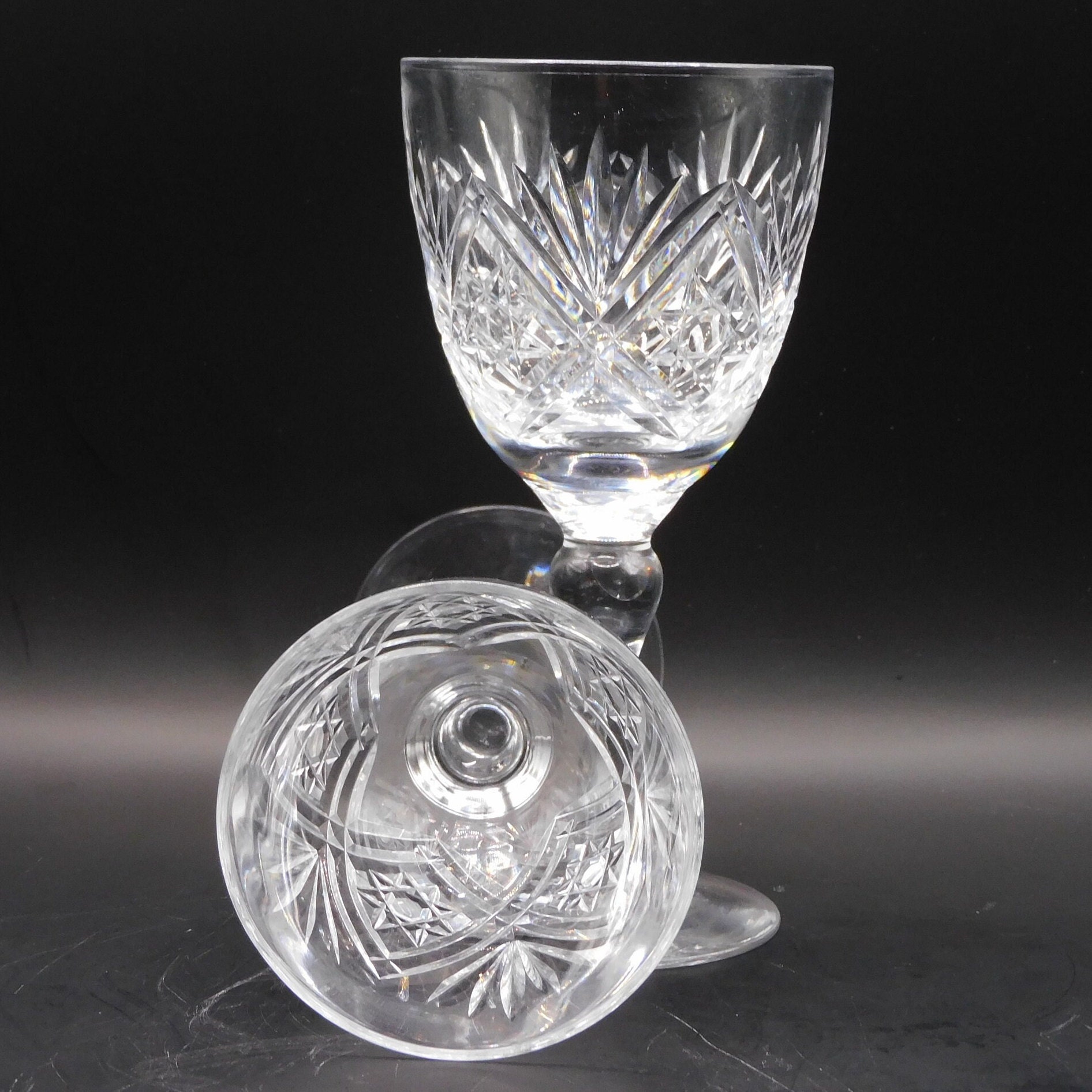 Crystal Wine Glasses, Vintage Crystal Glassware 4, Cut Glass