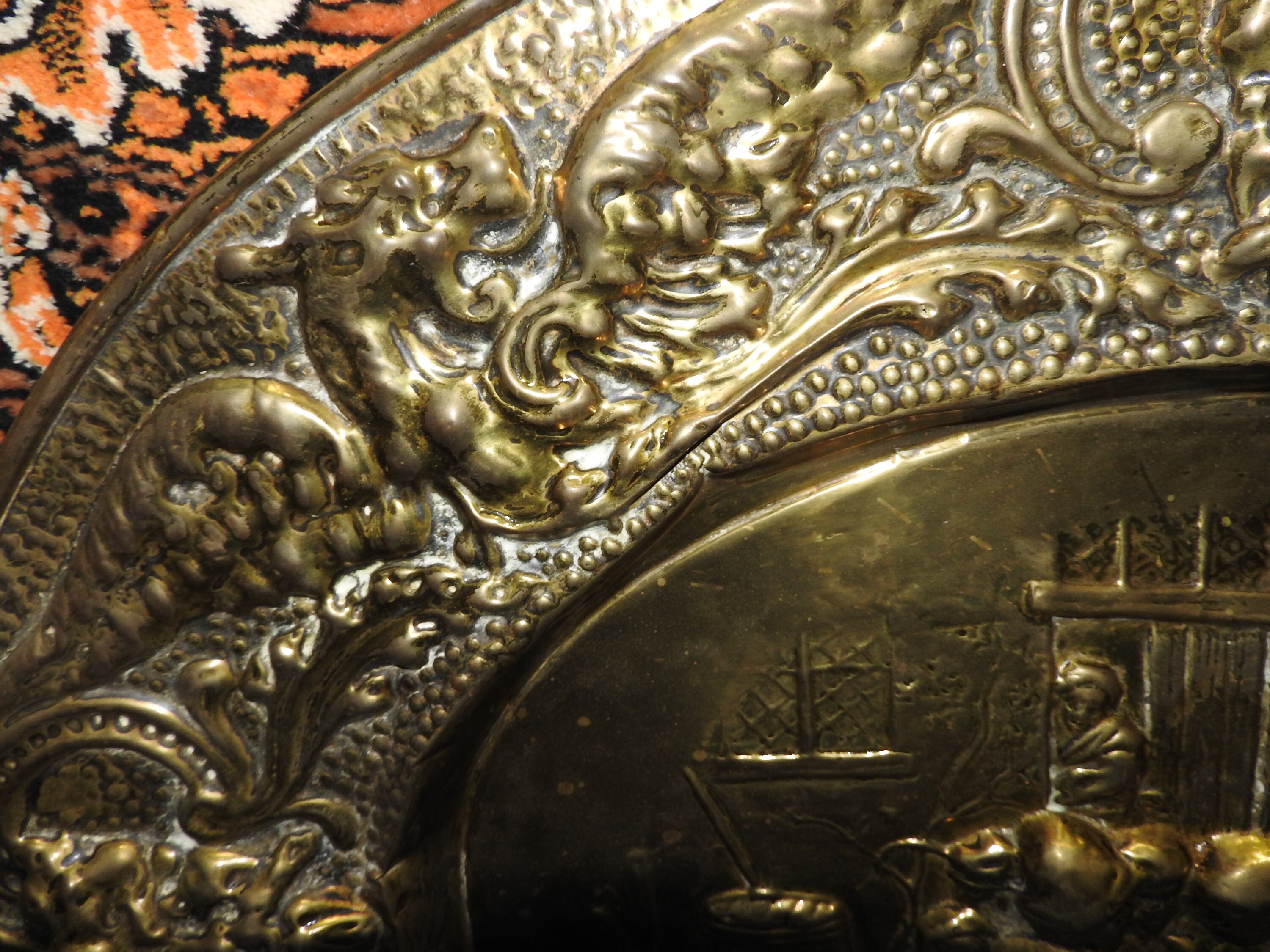 Antique large brass plaque Etsy