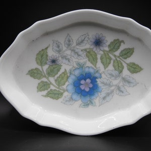 Wedgwood Trinket Dish, Clementine Pattern, Blue Flowers, 1970s English China, Collectible Wedgwood, Vintage Gift,