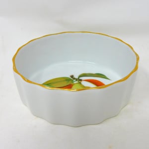 Royal Worcester Evesham Gold Individueller Flan Dish 10,2 cm • Vintage-Fruchtmotiv • Feines Porzellan England • Sammlergeschirr