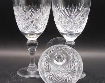 ヴィンテージクリスタルワイングラス：ダイヤモンドカットグラス、4個