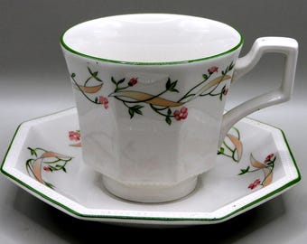 Vintage Eternal Beau Tea Cup and Saucer: Johnson Bros. Pink Floral Chintz