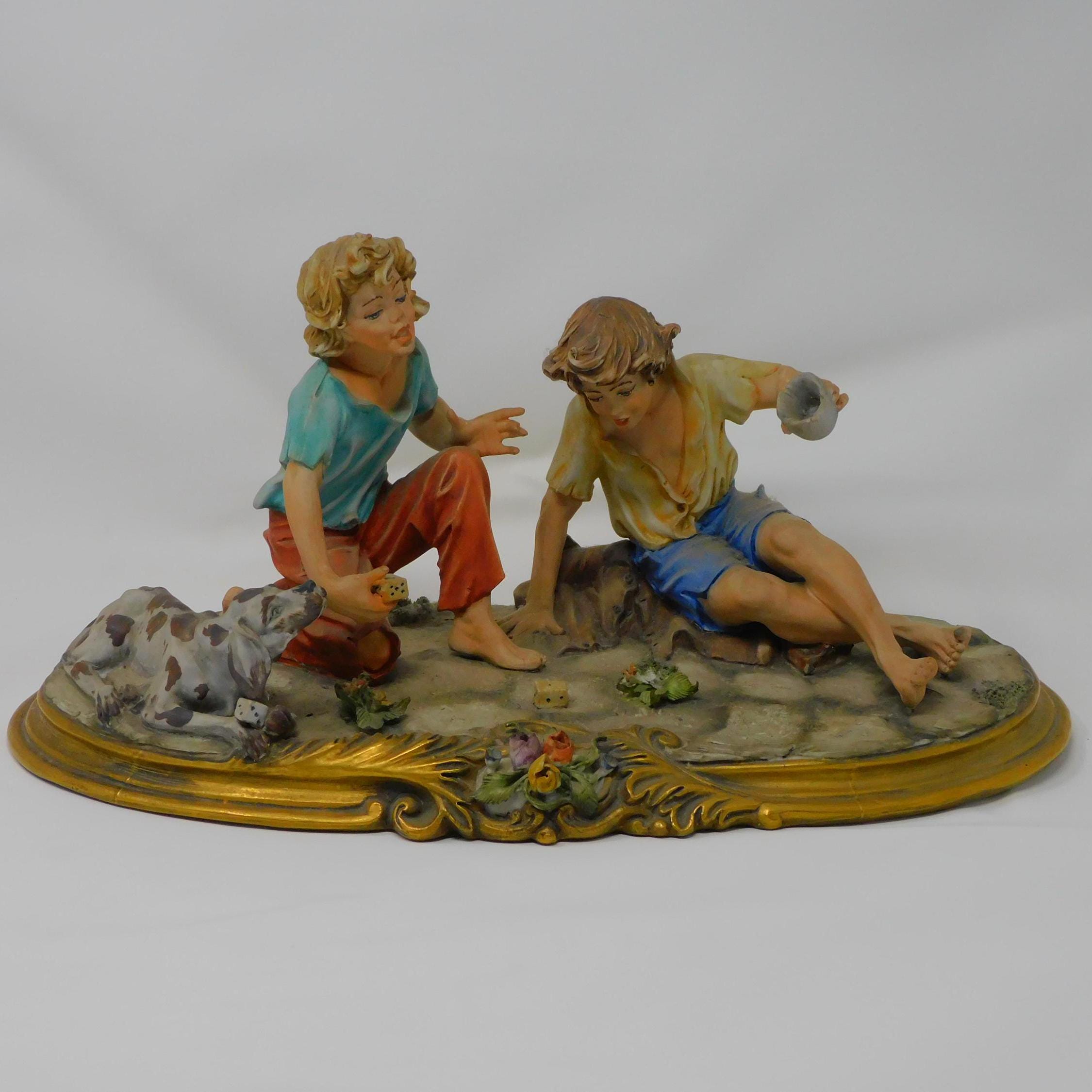 希少　Boquitas pintadas Manuel Puig スペイン語 Antique Capodimonte Italian Viertasca Porcelain Figurine Boys