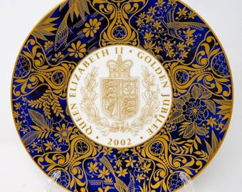 Royal Worcester Golden Jubilee Plate – Queen Elizabeth II Bone China Collector Plate