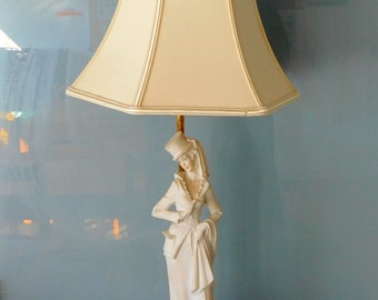 Capodimonte Porcelain Figurine Lamp: B. Merli Signed Vintage Italian Lighting